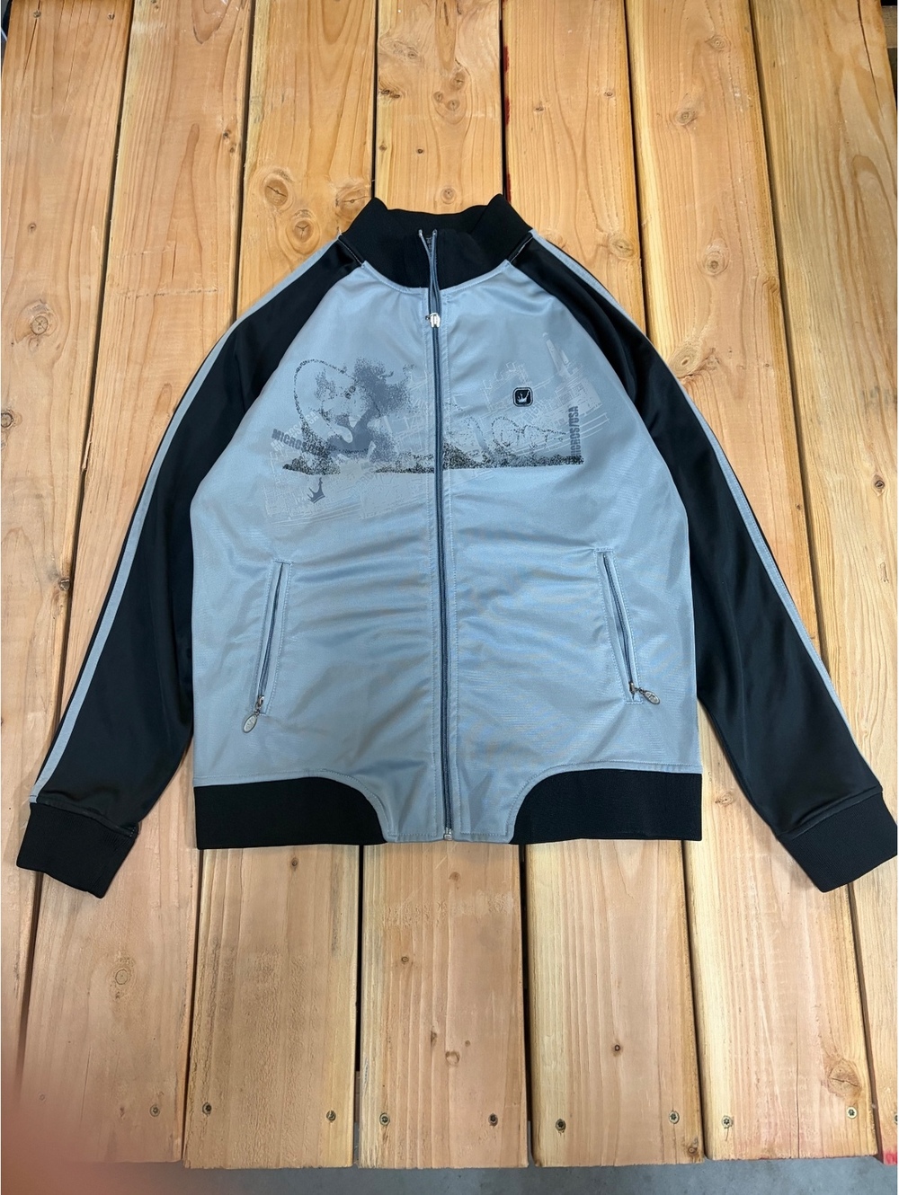 Micros Active USA Men's Large Track Jacket Gray and Black